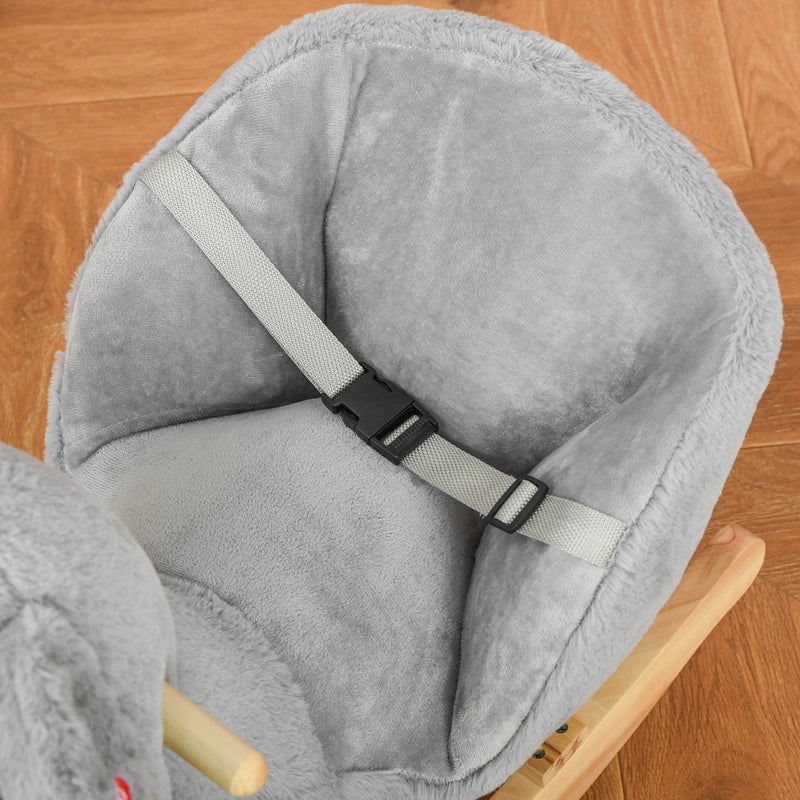 Cavallo a Dondolo per Bambini in Legno e Peluche Koala Grigio-9