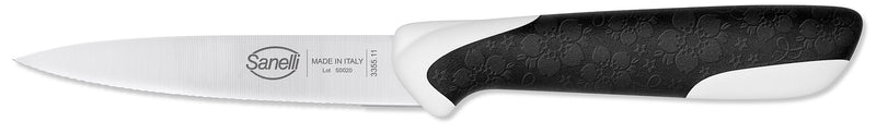 Coltello Spelucchino Microseghettato Lama 11 cm Sanelli Sakura Nero/Bianco-1