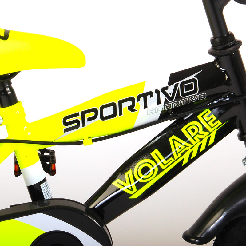 Bicicletta per Bambino 14" 2 Freni Sportivo Giallo Neon e Nero-2