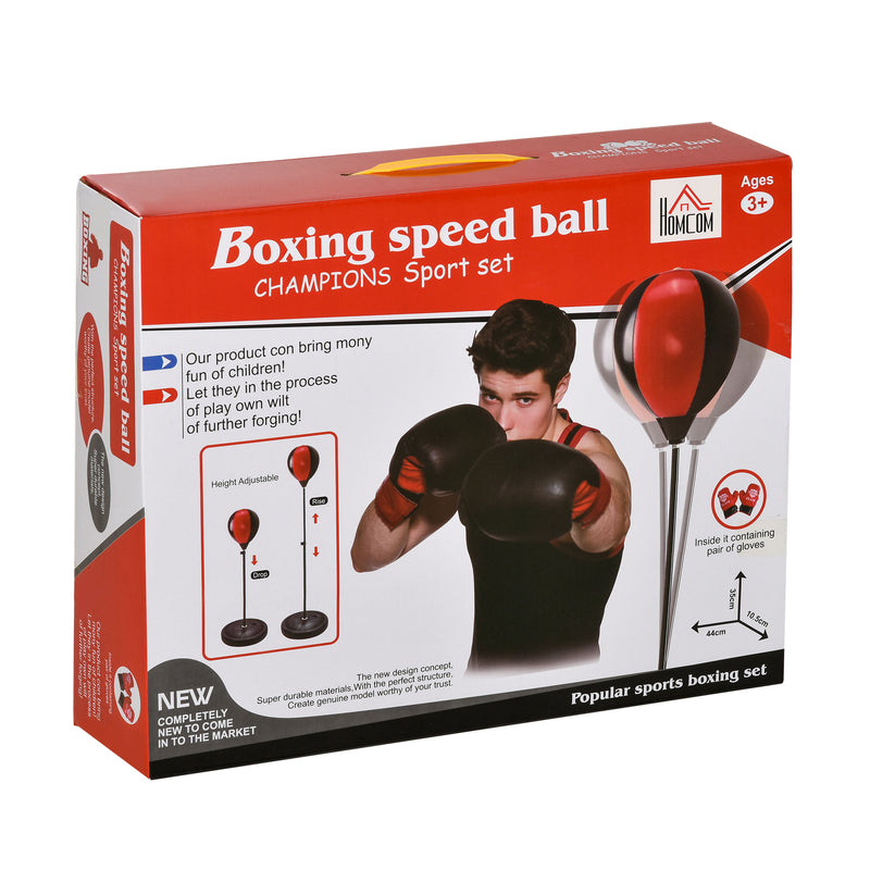 Punching Ball per Bambini con Guantoni Altezza Regolabile Rosso e Nero-9