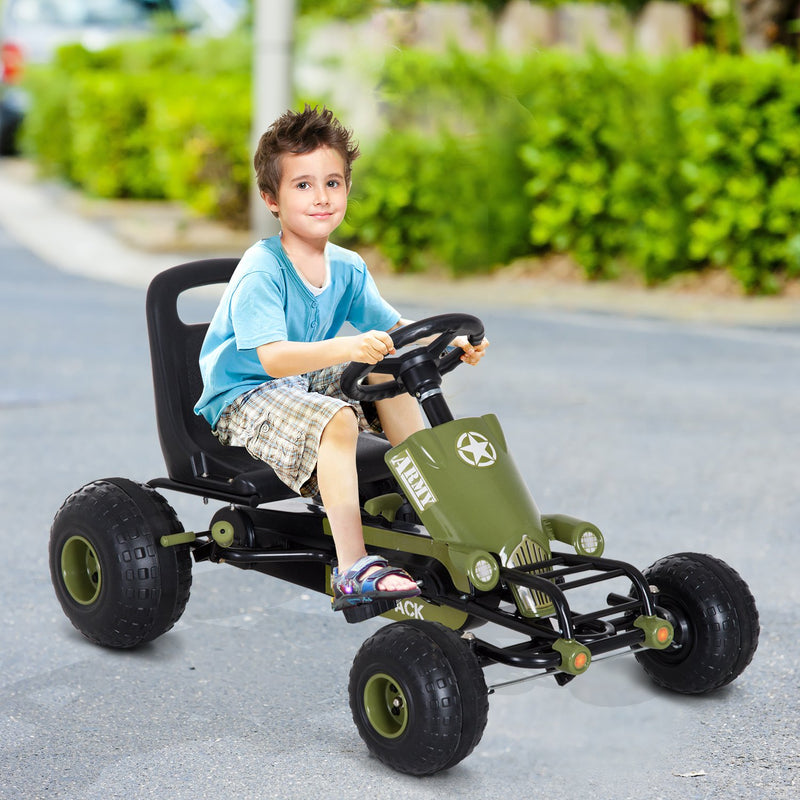 Go-Kart a Pedali per Bambini Verde e Nero -4