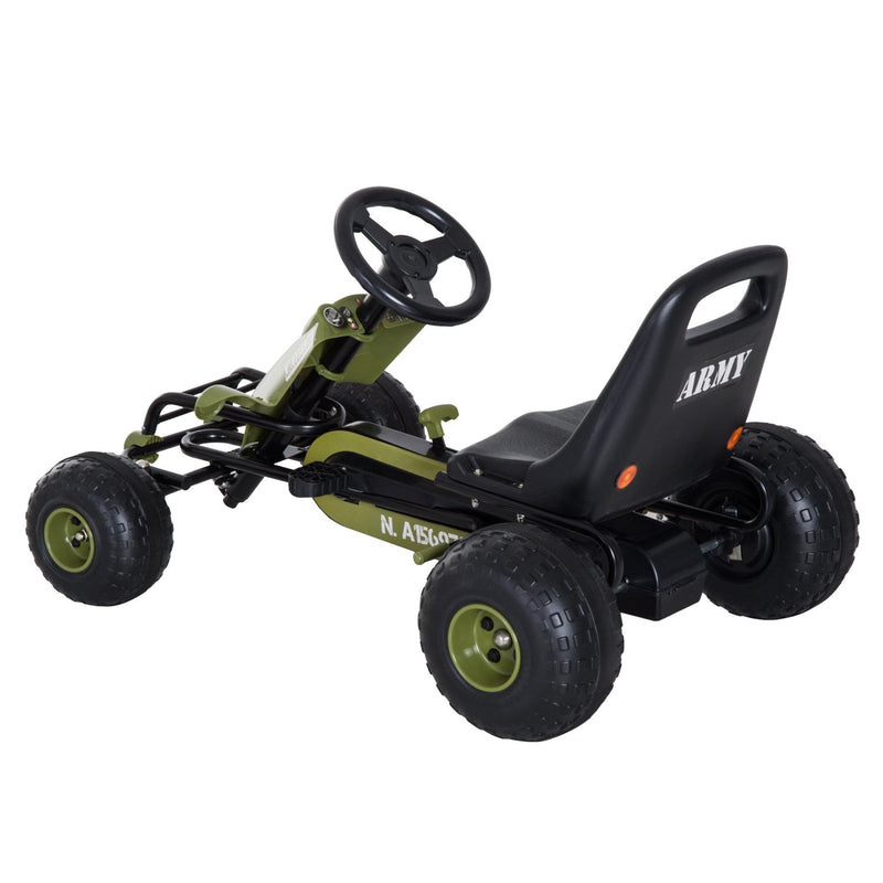 Go-Kart a Pedali per Bambini Verde e Nero -7