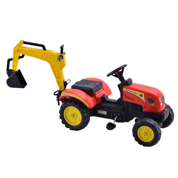 Trettraktor mit Bagger für Kinder 131x42x59 cm Rot online