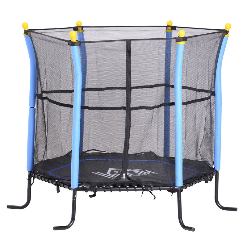 Trampolino Tappeto Elastico per Bambini Ø155x122.5 cm con Rete di Sicurezza Nero e Blu -1