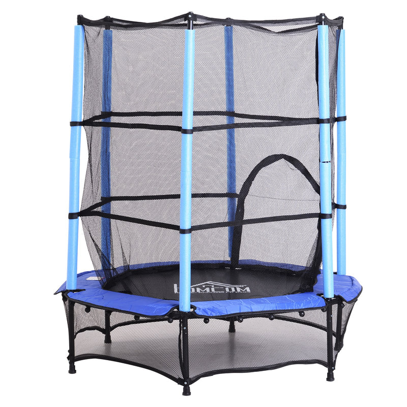 Trampolino Tappeto Elastico per Bambini Ø140x162 cm con Rete di Sicurezza Nero e Blu -1