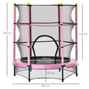 Trampolino Tappeto Elastico per Bambini Ø140x158 cm in Acciaio Rosa e Nero-3