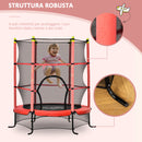 Trampolino Tappeto Elastico per Bambini Ø163x163 cm con Rete di Sicurezza e Corde Elastiche Rosso-5