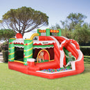 Castello Giostra Gonfiabile Natalizia 290x280x220 cm con Scivolo e Accessori Multicolore-2