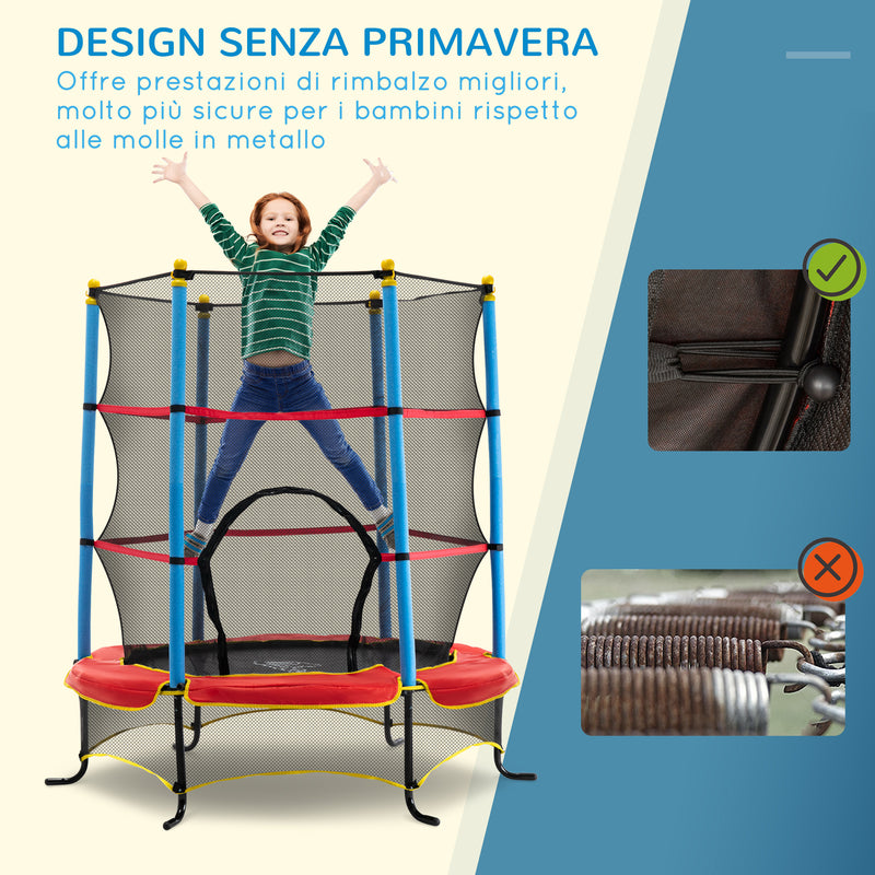 Trampolino Tappeto Elastico Ø165x162 cm per Bambini in Acciaio Tappeto in Poliestere-4