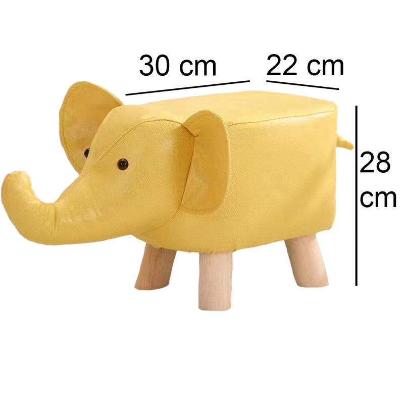 Sgabello Poggiapiedi Basso per Bambini a Forma di Elefante Pouf Senape-5