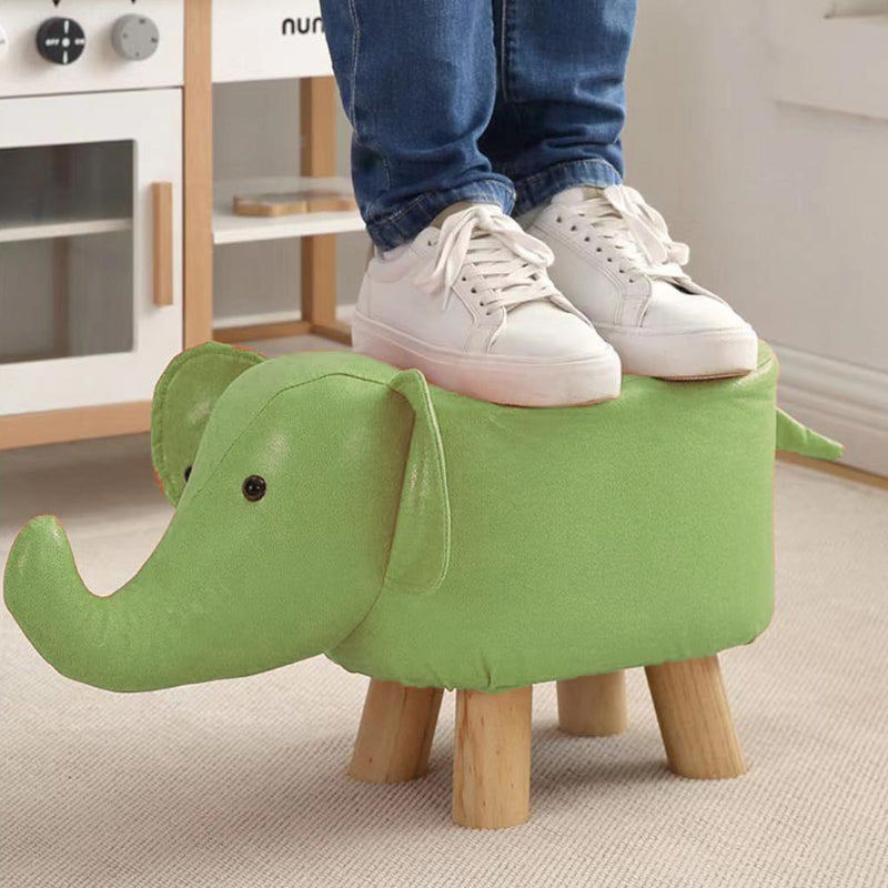 Sgabello Poggiapiedi Basso per Bambini a Forma di Elefante Pouf Verde-4