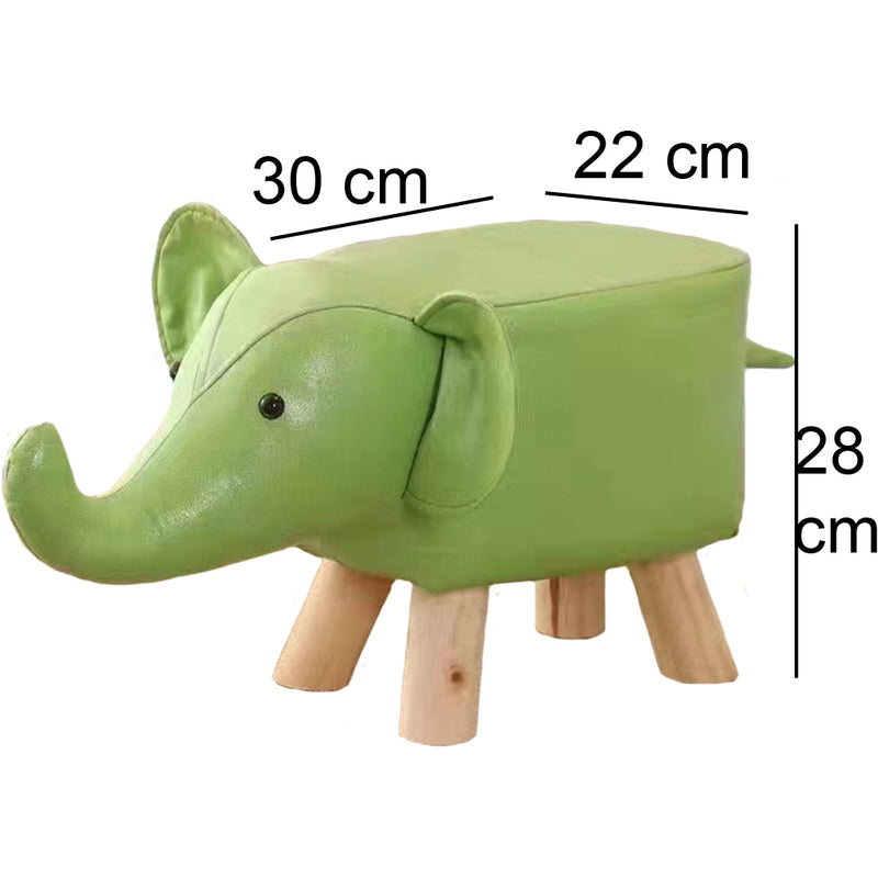 Sgabello Poggiapiedi Basso per Bambini a Forma di Elefante Pouf Verde-5