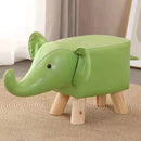 Sgabello Poggiapiedi Basso per Bambini a Forma di Elefante Pouf Verde-1