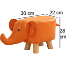 Sgabello Poggiapiedi Basso per Bambini a Forma di Elefante Pouf Arancione-2