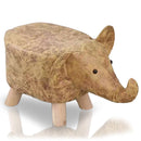 Sgabello Poggiapiedi Basso per Bambini a Forma di Elefante Pouf Marrone-2