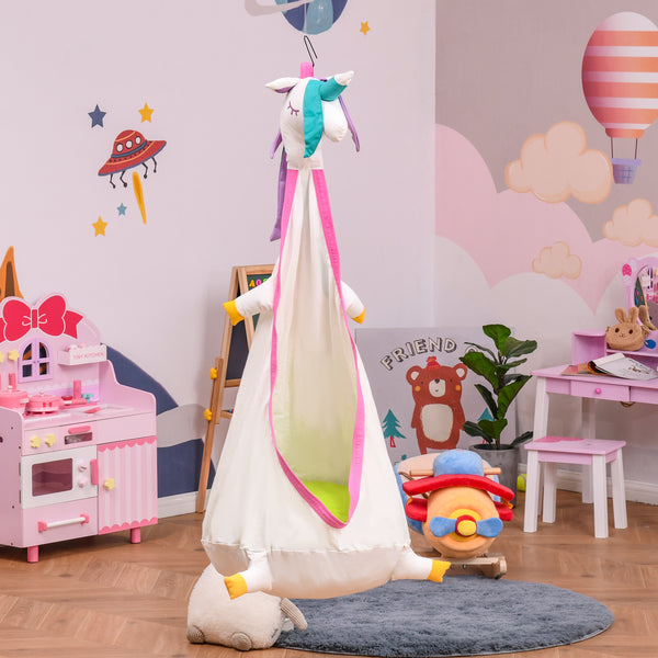 Einhorn-Hängesessel für Kinder 70 x 150 cm aus Baumwolle mit weißem Kissen online