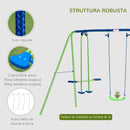 Altalena da Giardino 4 Posti 280x140x178 cm con Cavallina Blu e Verde-6