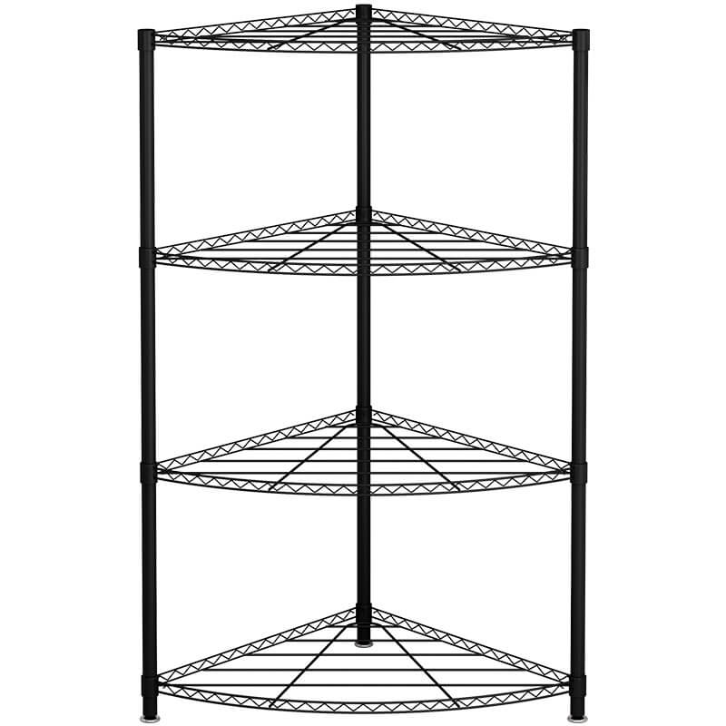 Scaffale Angolare 4 Ripiani 44x44x117 cm in Metallo Ford Nero-1