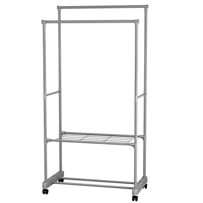 Stender Appendiabiti Doppio 77x39x157 cm in Metallo Wild Grigio-1