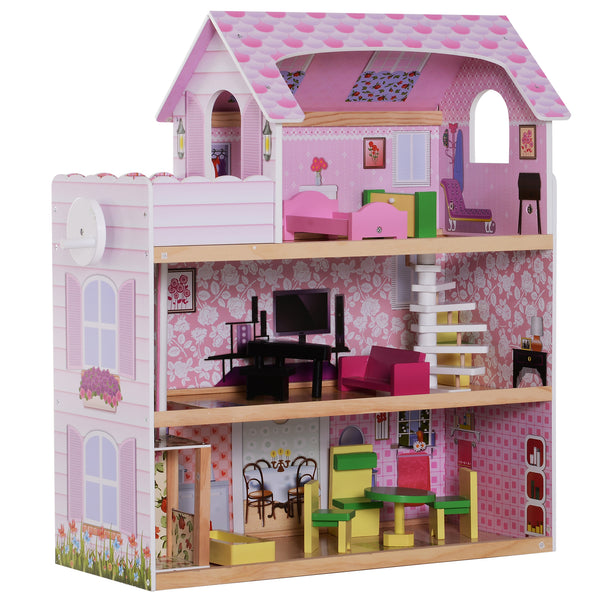 3-stöckiges Kinderpuppenhaus mit rosa Aufzug 60 x 30 x 71,5 cm acquista