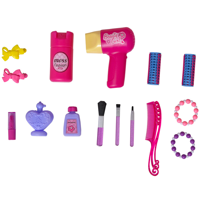 Postazione Trucco Specchiera Giocattolo per Bambini con Sgabello   Rosa-10