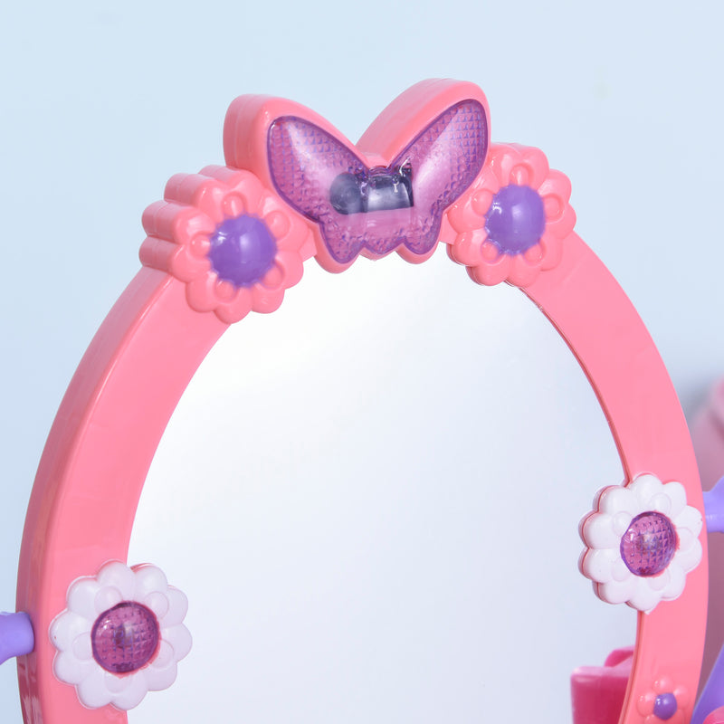 Postazione Trucco Specchiera Giocattolo per Bambini con Sgabello   Rosa-6