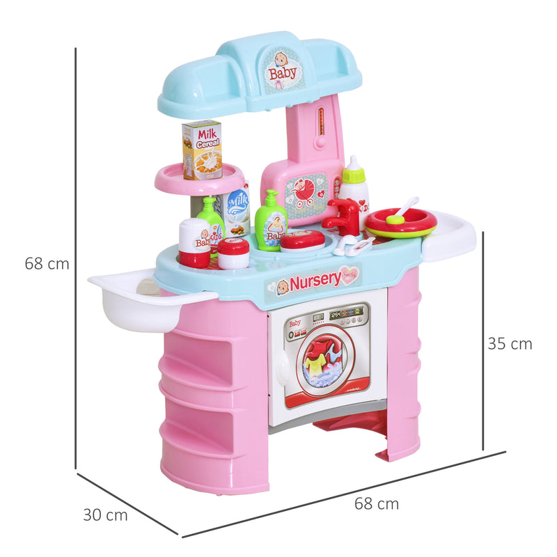 Postazione Bagno Giocattolo per Bambini con 25 Accessori  Azzurro e Rosa-3