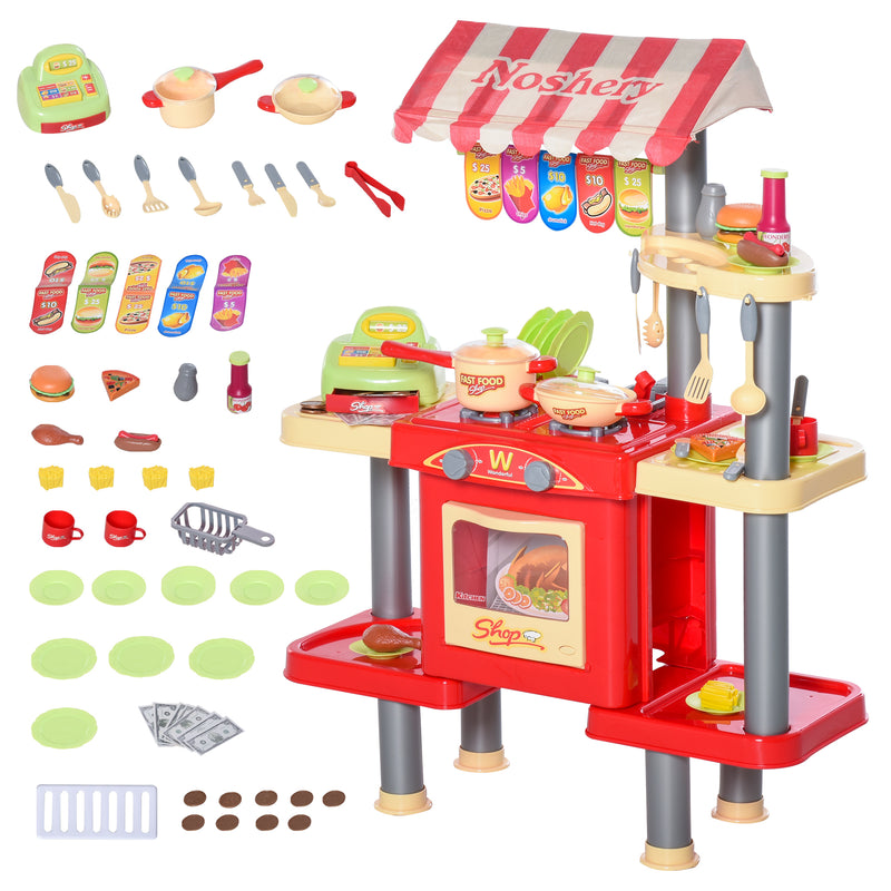 Cucina Giocattolo per Bambini 69X33X88 cm con 50 Accessori Rossa-1