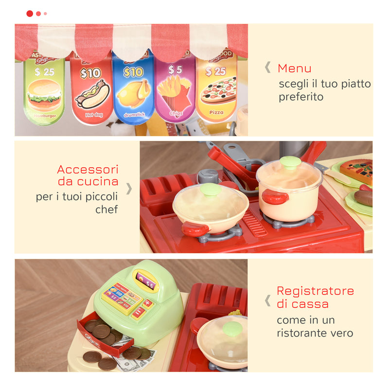 Cucina Giocattolo per Bambini 69X33X88 cm con 50 Accessori Rossa-7