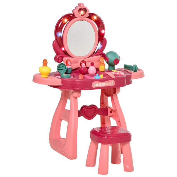 Schminkstation Spielzeugspiegel für Kinder mit Spiegel und Zubehör in Pink prezzo