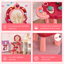 Postazione Trucco Specchiera Giocattolo per Bambini con Specchio e Accessori Rosa-5