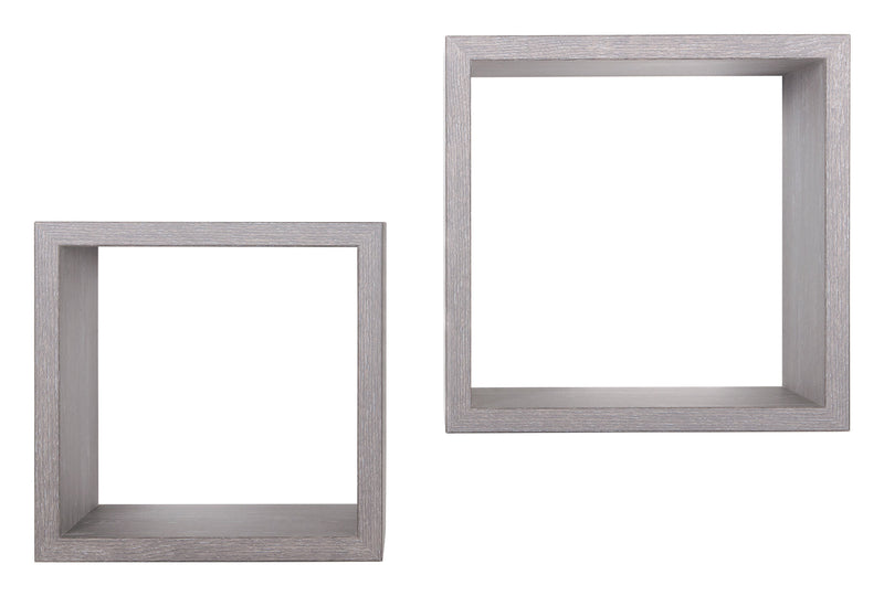 Set 2 Mensole Cubo da Parete Quadrato in Fibra di Legno Q-Bis Maxi Rovere Grigio New-3