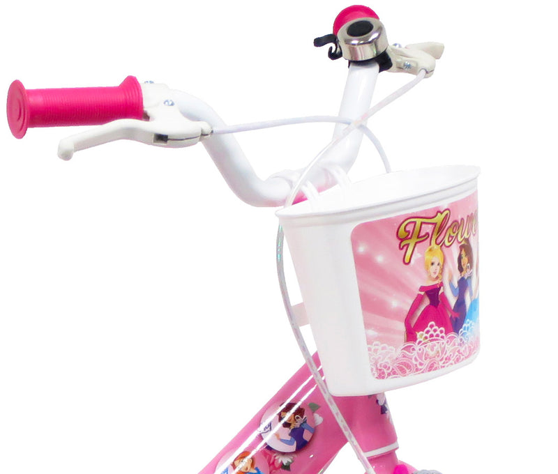 Bicicletta per Bambina 16" 2 Freni Flowers Rosa-2