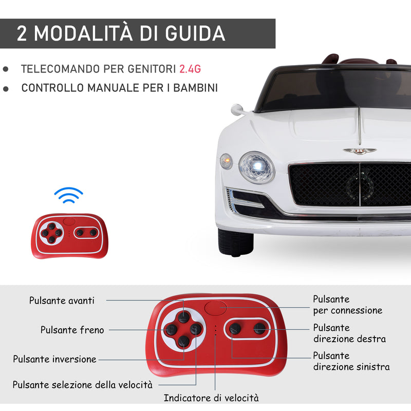 Macchina Elettrica per Bambini 6V Bentley Bianca-5