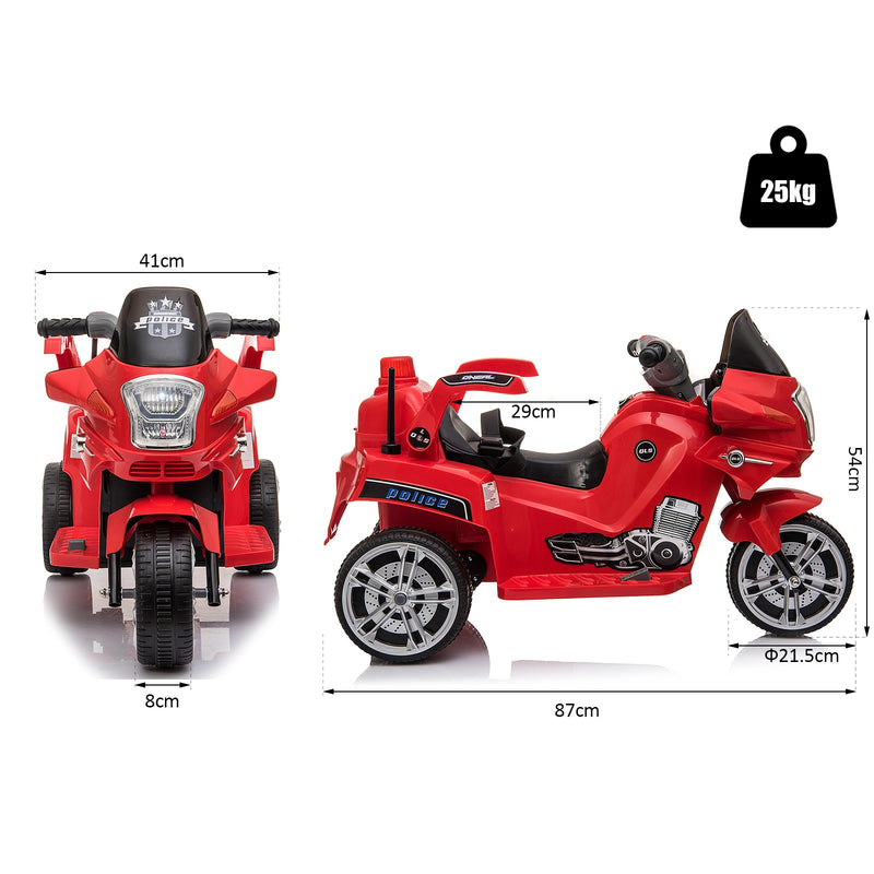 Moto Elettrica Polizia per Bambini 6V  Police Rossa-3