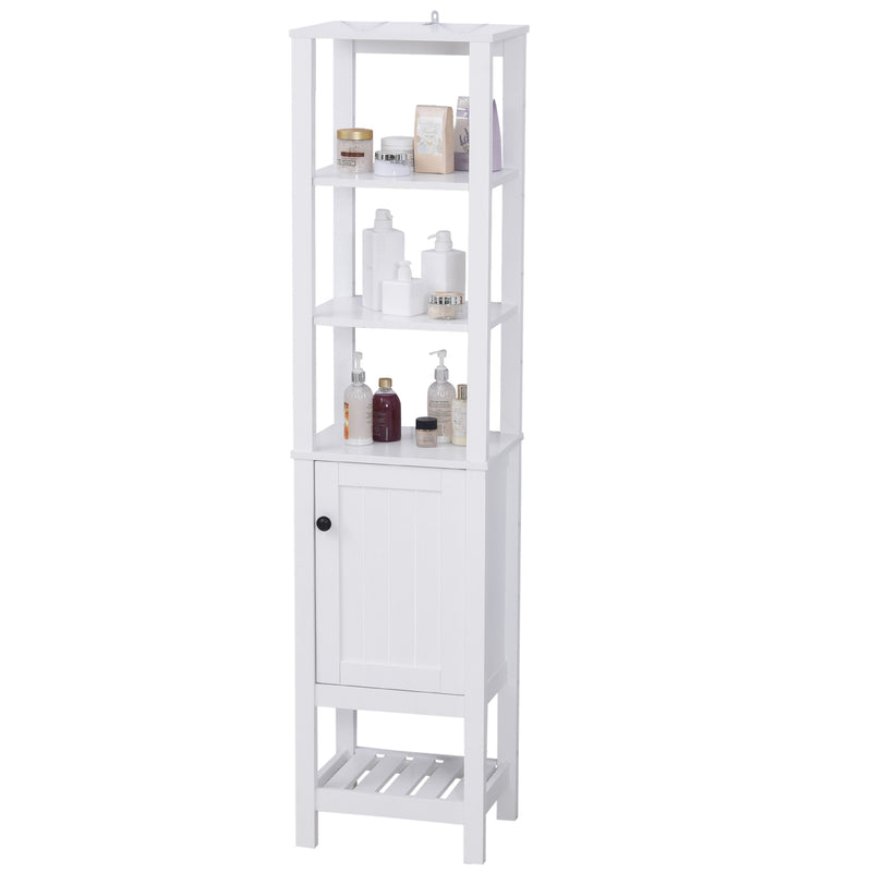 Mobile Alto da Bagno 1 Anta 4 Ripiani 40x35x164 cm in Truciolare  Bianco-1