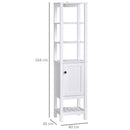 Mobile Alto da Bagno 1 Anta 4 Ripiani 40x35x164 cm in Truciolare  Bianco-3