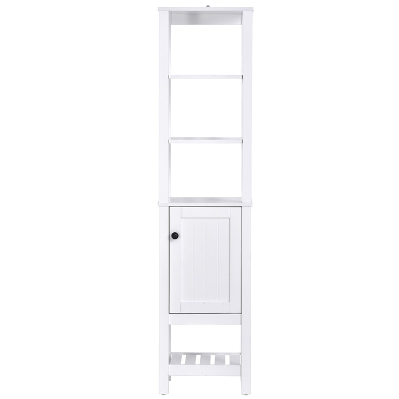 Mobile Alto da Bagno 1 Anta 4 Ripiani 40x35x164 cm in Truciolare  Bianco-4