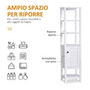 Mobile Alto da Bagno 1 Anta 4 Ripiani 40x35x164 cm in Truciolare  Bianco-5