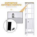 Mobile Alto da Bagno 1 Anta 4 Ripiani 40x35x164 cm in Truciolare  Bianco-6