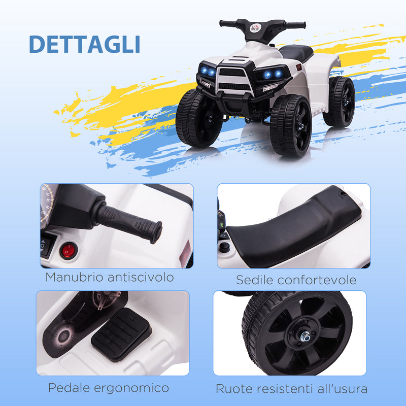 Mini Quad Elettrico per Bambini 6V Nero Bianco-5