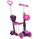 Monopattino Passeggino Triciclo a 3 Ruote 62x25x72,5 cm Rosa-1