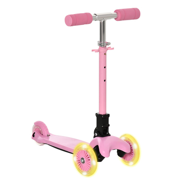 acquista Faltbarer Roller 3 Räder für Kinder 54,7x32,5x59-69 cm in Metall und rosa Aluminium