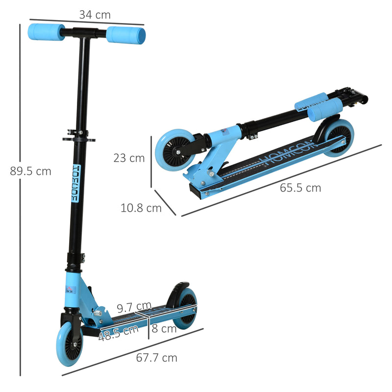 Monopattino Pieghevole per Bambini 67,7x34x79,5-89,5 cm in Metallo e Alluminio Blu-3