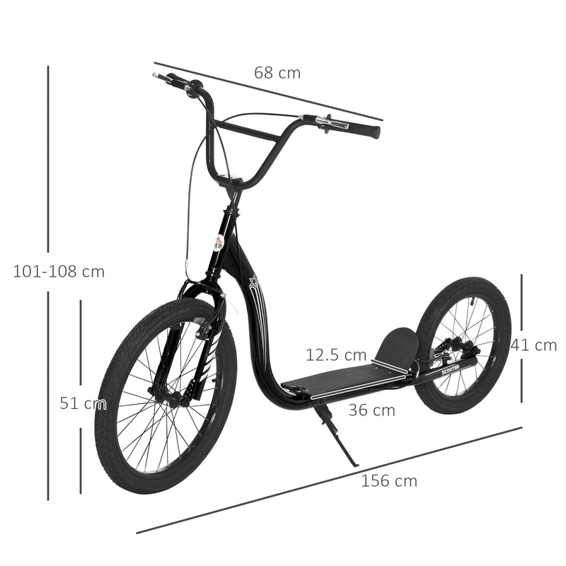 Monopattino per Bambini 156x68x101-108 cm Doppio Freno Nero-3