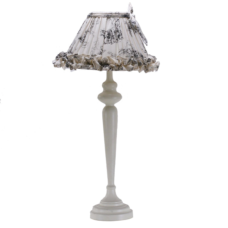 Lampada in metallo crema cm 30xh68 vintage con fiocco grigio-1