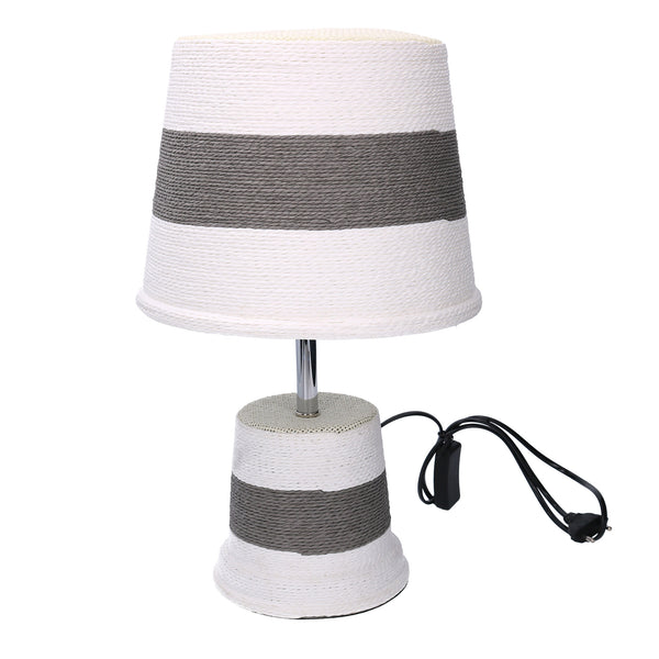 acquista Runde Lampe aus grau gestreiftem Papier Ø25xh40 cm