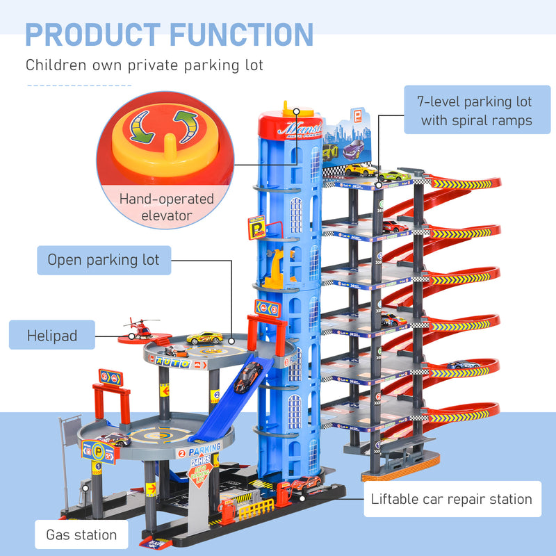 Garage Giocattolo per Bambini con Rampe  Ascensore ed Eliporto-4