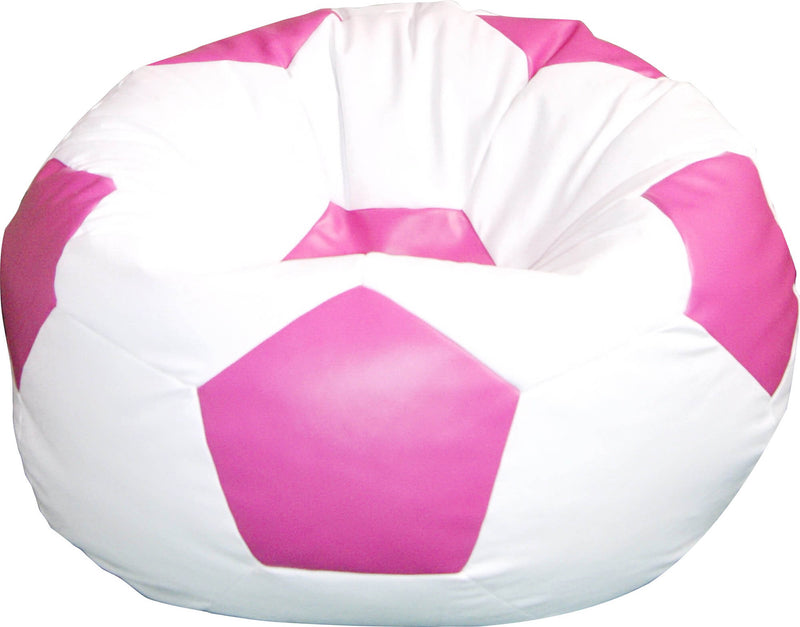 Poltrona a Sacco Pouf Ø100 cm in Similpelle Baselli Pallone da Calcio Bianco e Rosa-1