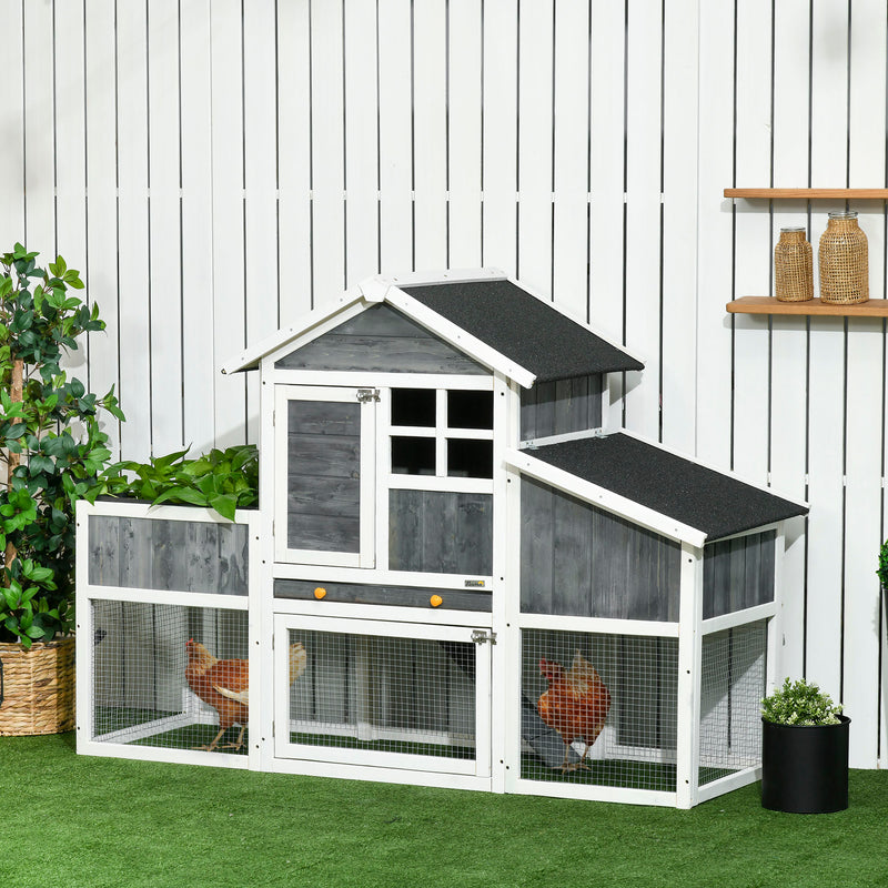 Pollaio Gabbia per Galline da Esterno 161,5x62,5x115 cm in Legno Grigio-9